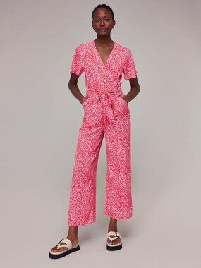 Whistles Pink & Red Leopard Patterned Jumpsuit - Sz US 4 / UK 8